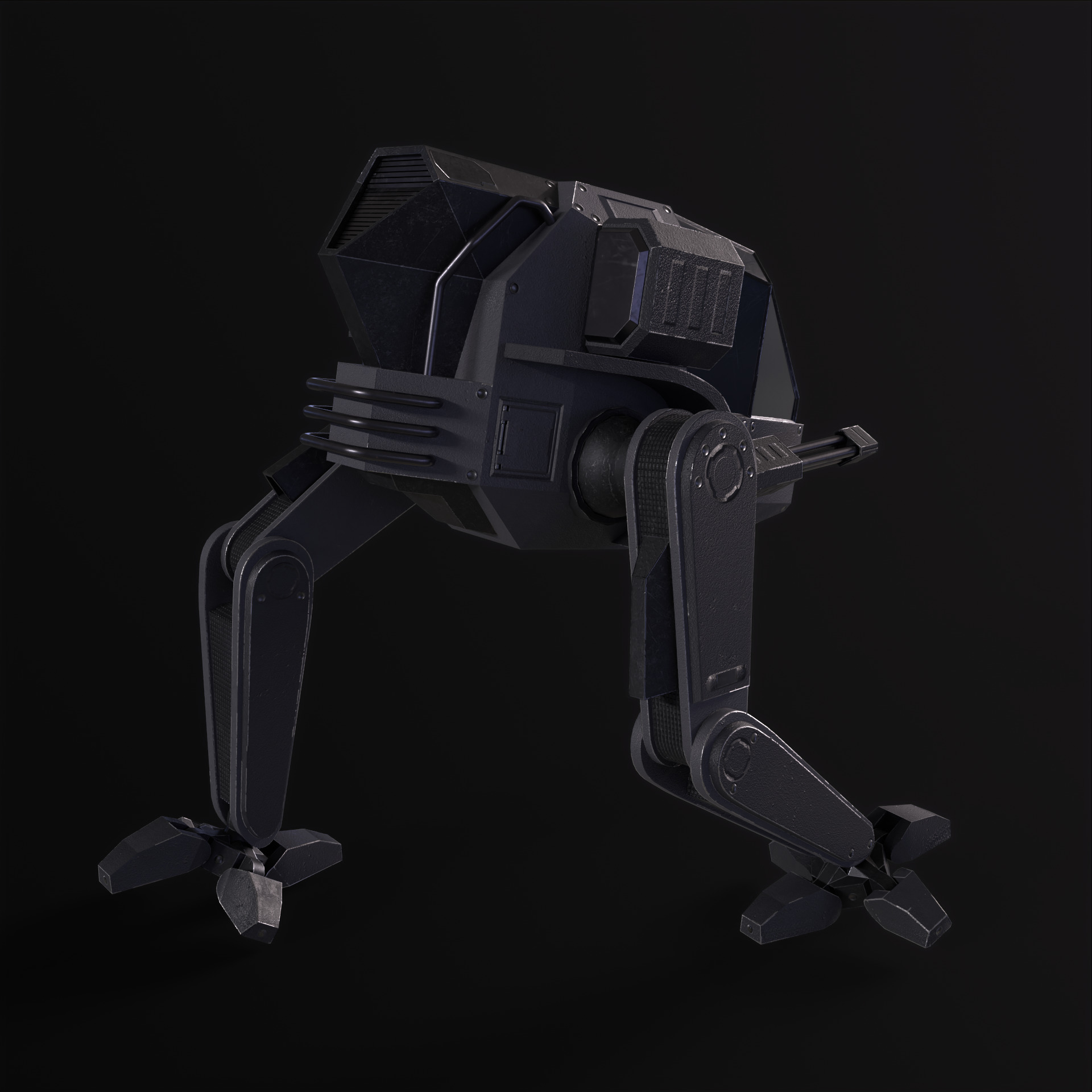 Military Mech PBR Low-poly 3D model_6