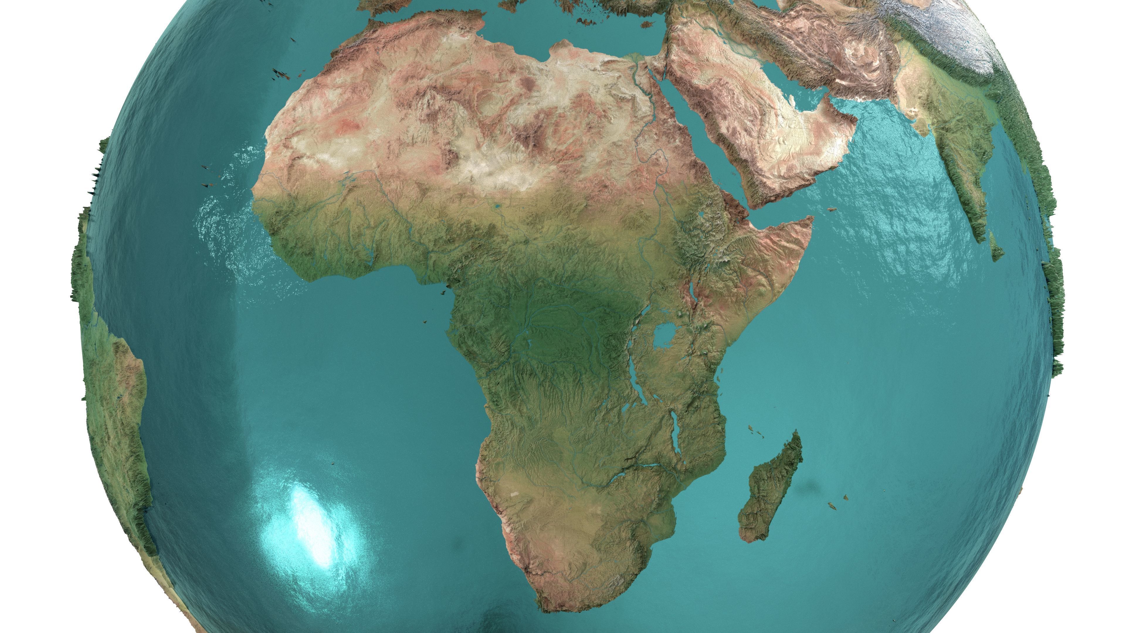 Earth Water 3D Globe No Cloud  Low-poly 3D model_8