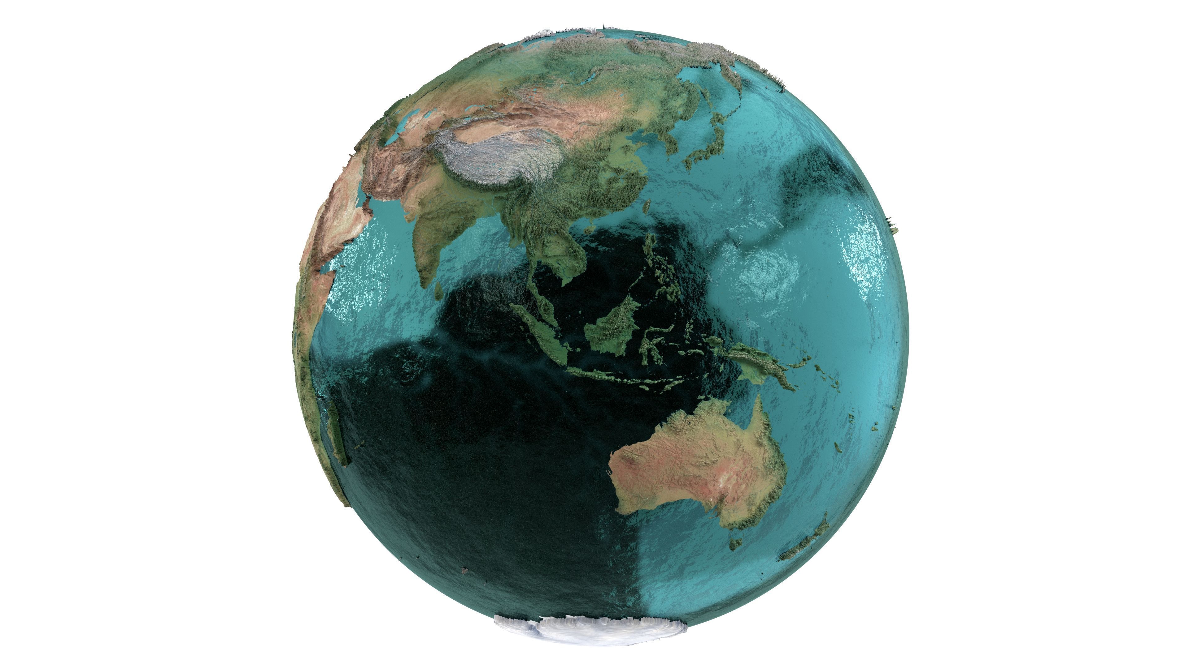 Earth Water 3D Globe No Cloud  Low-poly 3D model_3