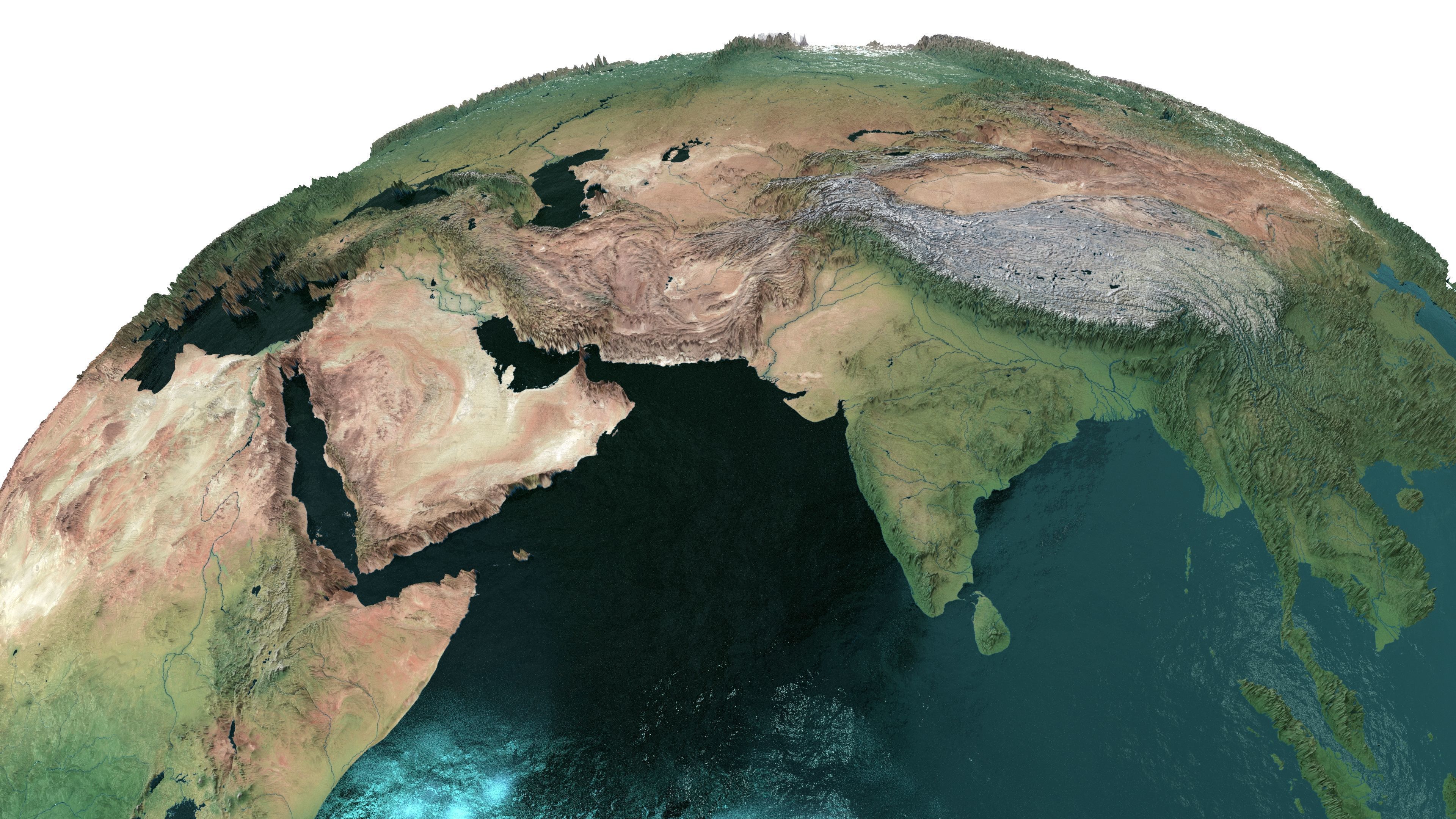 Earth Water 3D Globe No Cloud  Low-poly 3D model_6