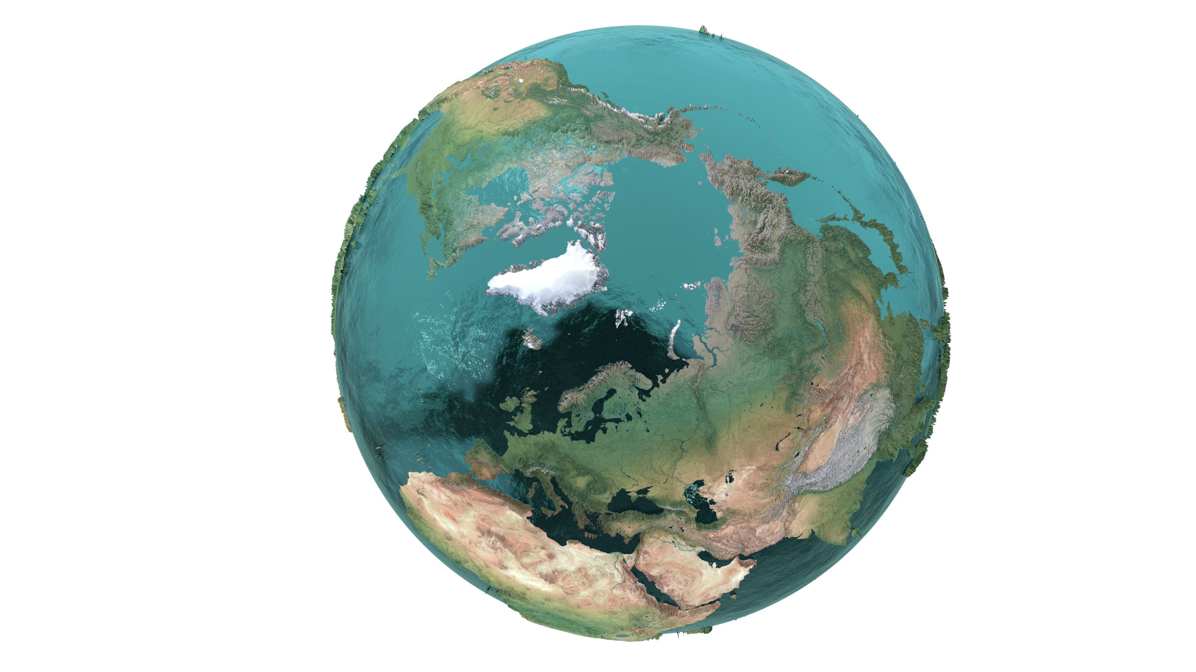 Earth Water 3D Globe No Cloud  Low-poly 3D model_5