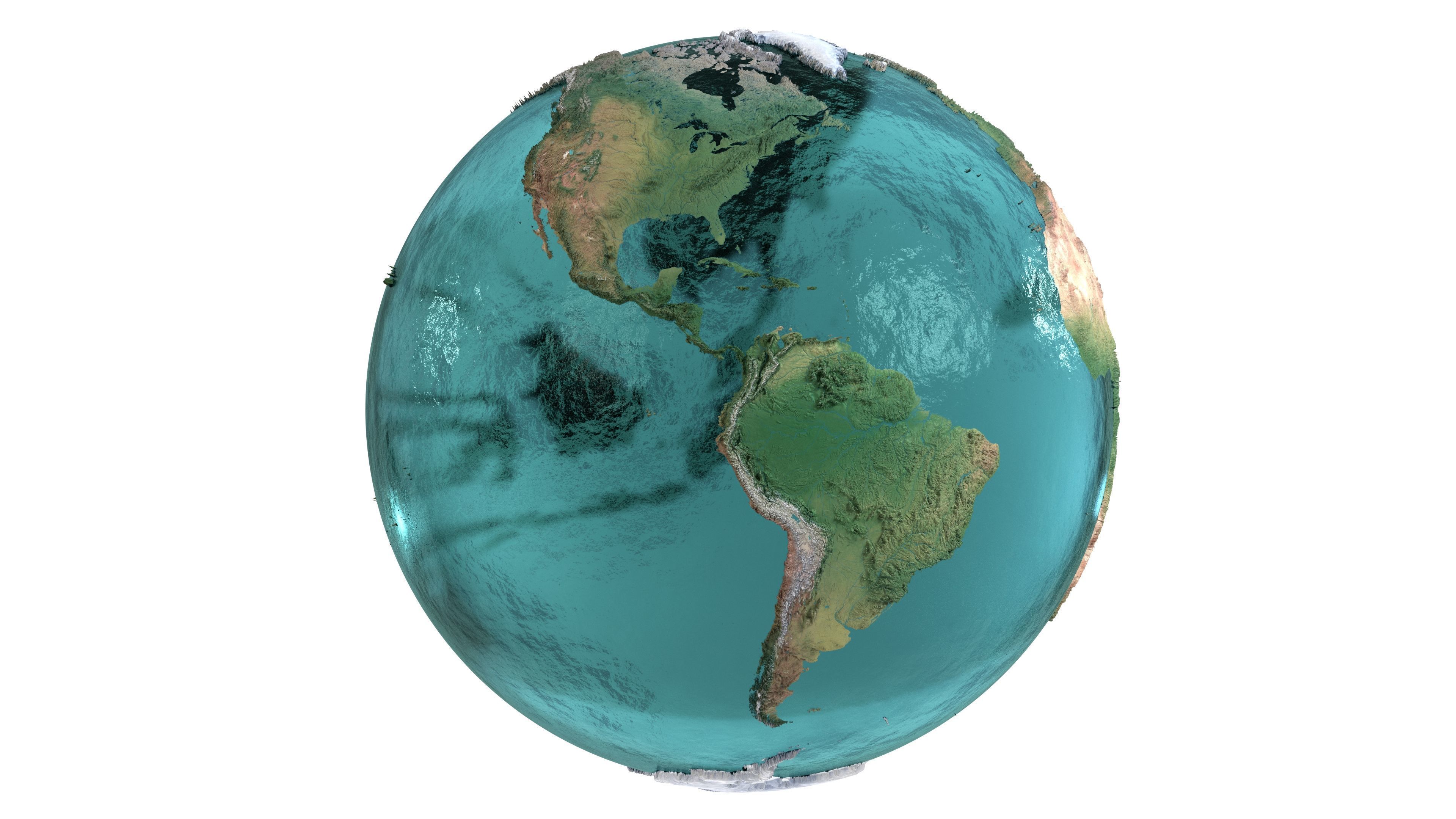 Earth Water 3D Globe No Cloud  Low-poly 3D model_2