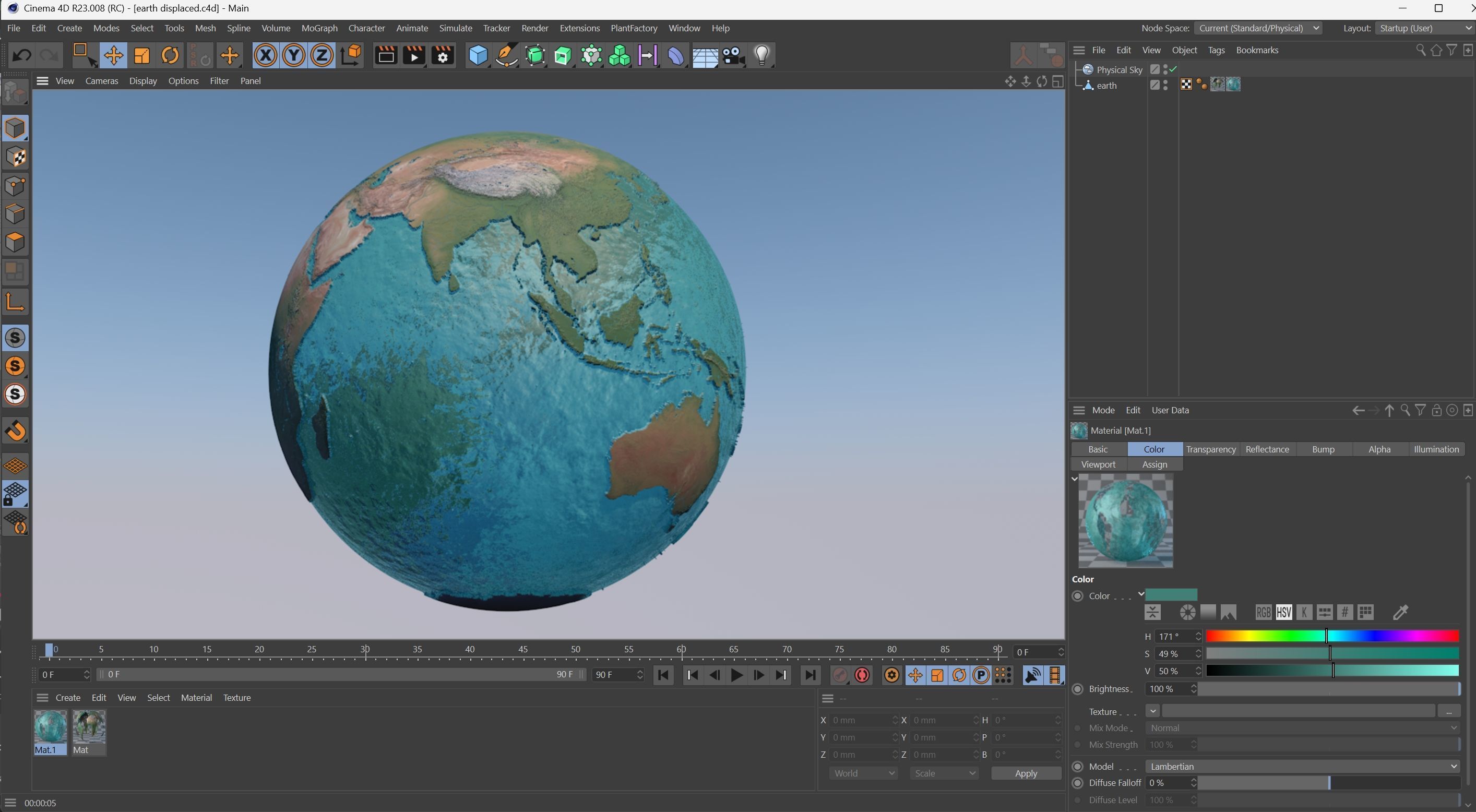 Earth Water 3D Globe No Cloud  Low-poly 3D model_12