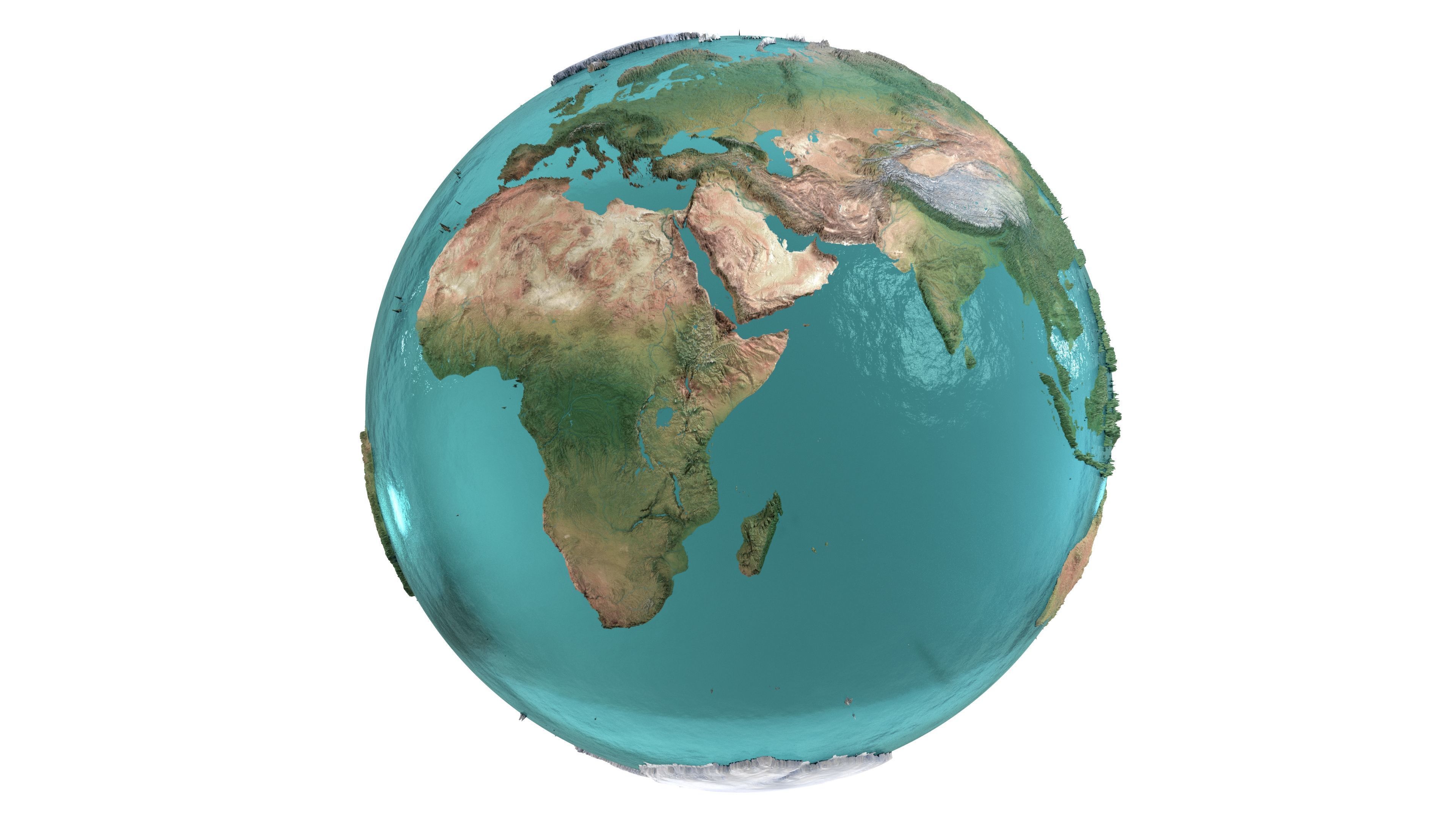 Earth Water 3D Globe No Cloud  Low-poly 3D model_1