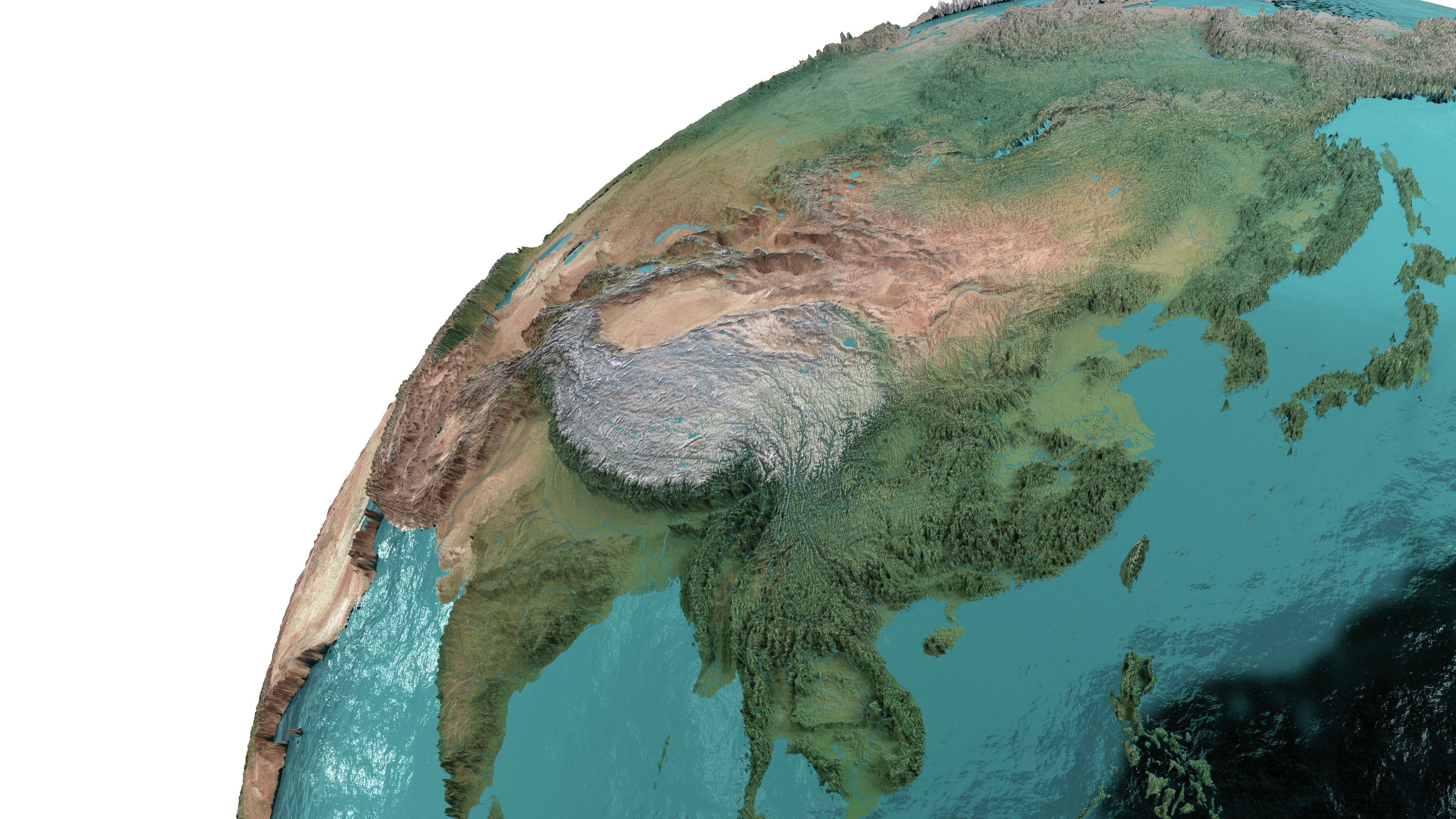 Earth Water 3D Globe No Cloud  Low-poly 3D model_10