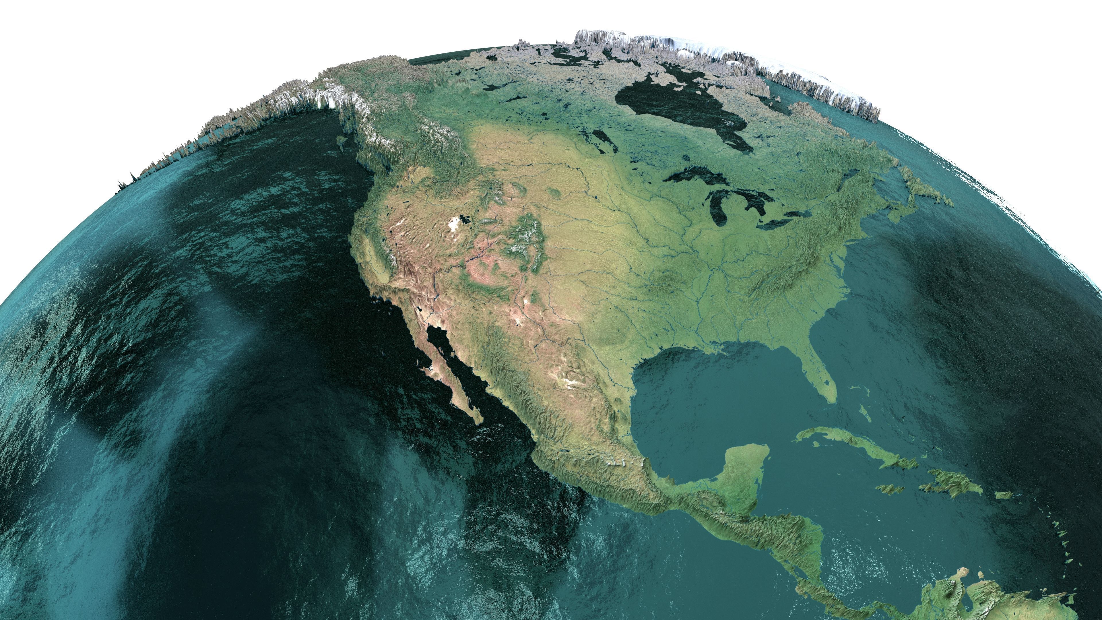 Earth Water 3D Globe No Cloud  Low-poly 3D model_7