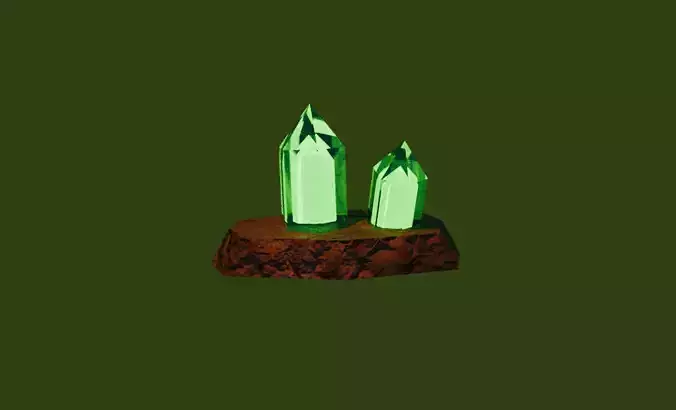 Green Crystals on Rock Base