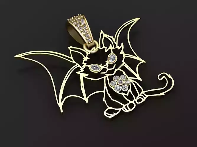 Bat cat diamond pendant  3D printable model  3D print model
