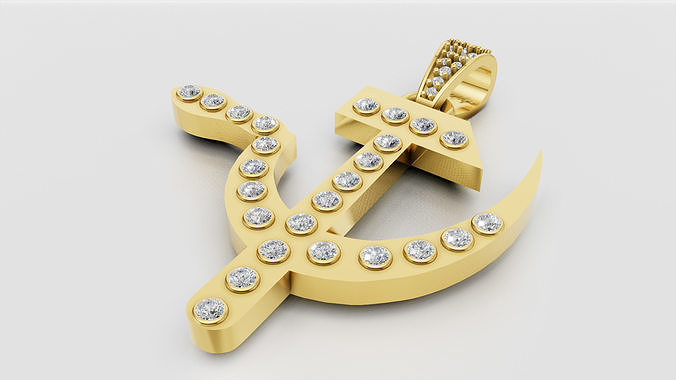 3D GOLD DIAMOUND PENDANT  3D print model