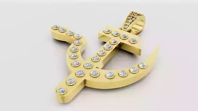 3D GOLD DIAMOUND PENDANT 