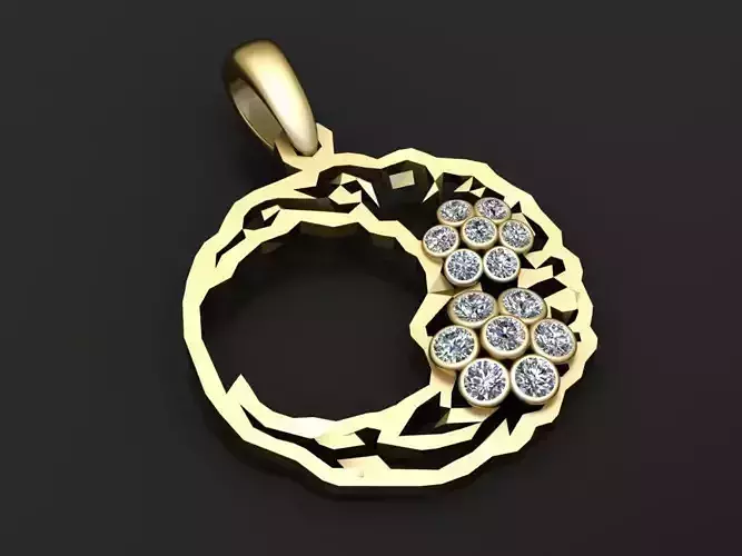 Geometric ring pendant 3D printable model 