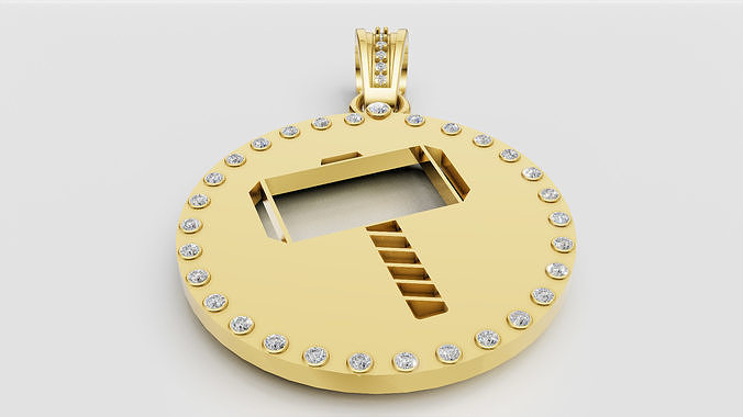 ROUND HAMMER GOLD PENDANT 3D print model