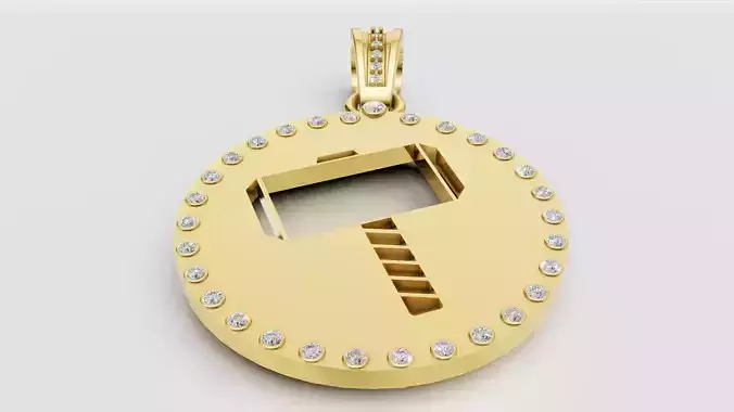 ROUND HAMMER GOLD PENDANT