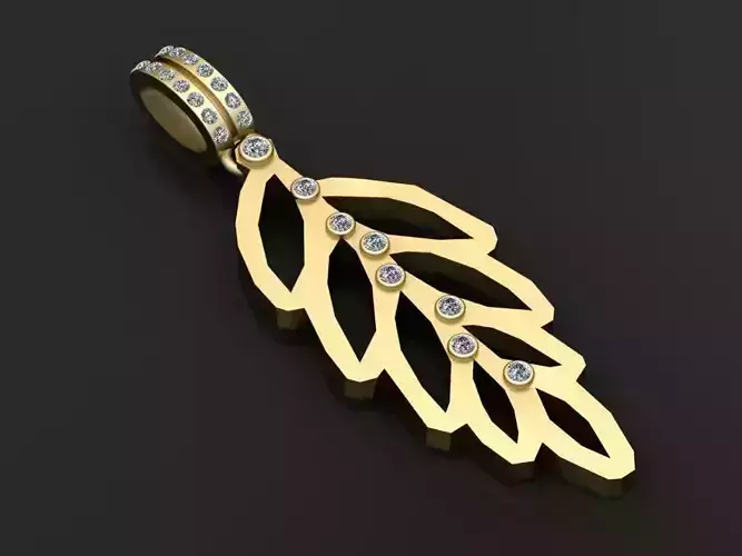 Leaf outline gold pendant 3D printable model 3D print model