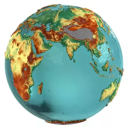 Eeath Water 3D Globe Natural Shaded 