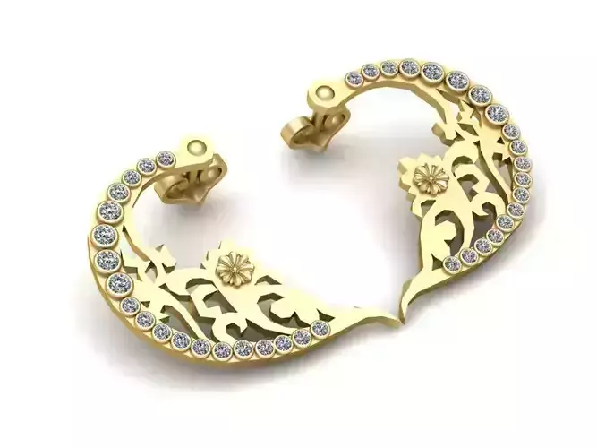 Crescent gold earrings  3D printable model  3D print model