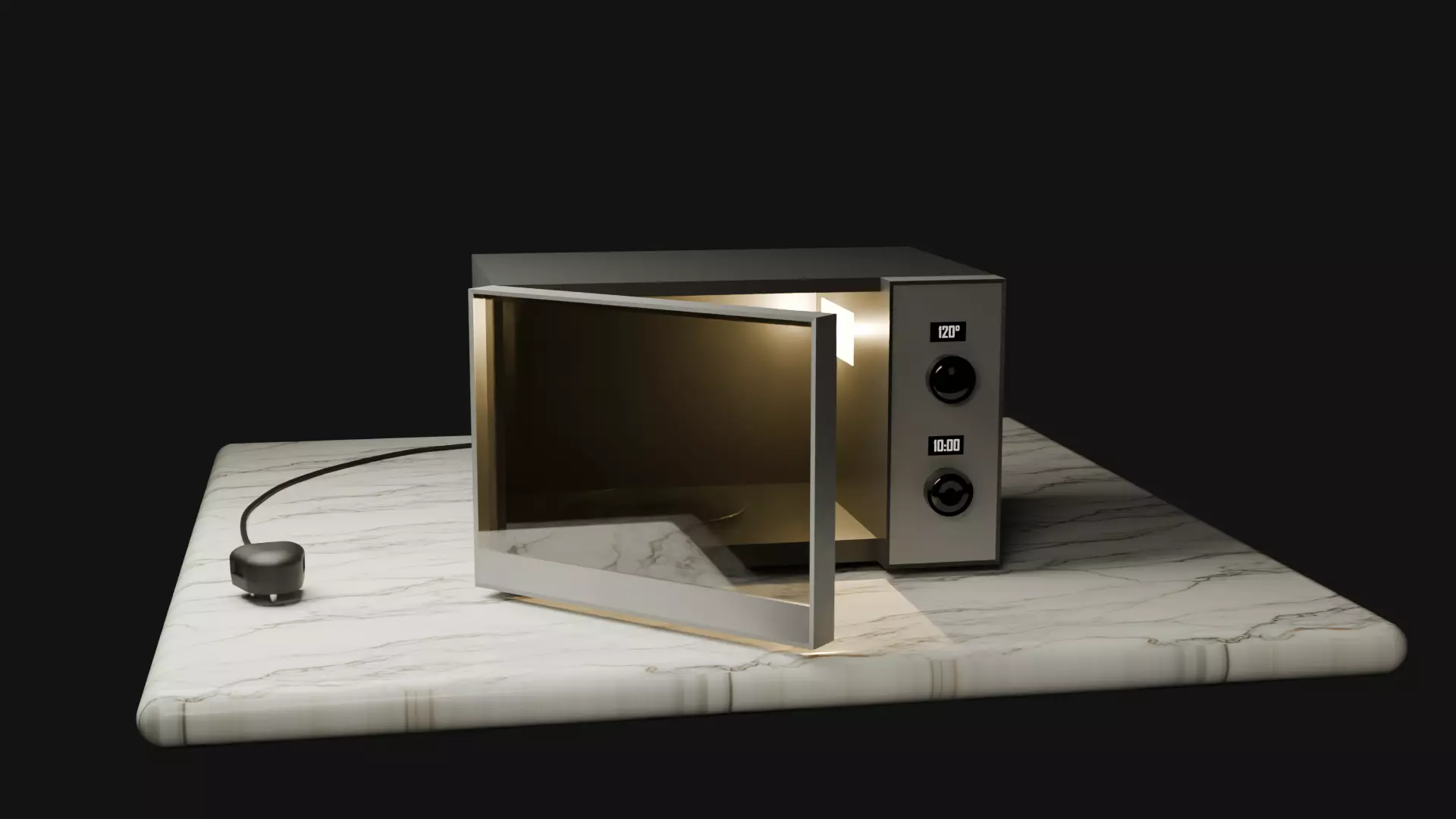 Modern Microwave Oven 3D Model  Silver and Matte Black Low-poly 3D model_25