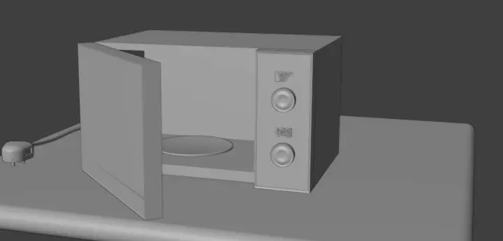Modern Microwave Oven 3D Model  Silver and Matte Black Low-poly 3D model_17