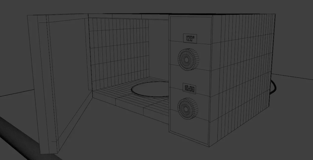Modern Microwave Oven 3D Model  Silver and Matte Black Low-poly 3D model_6