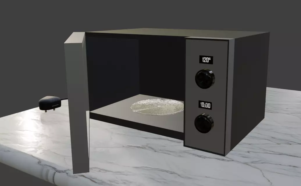 Modern Microwave Oven 3D Model  Silver and Matte Black Low-poly 3D model_14