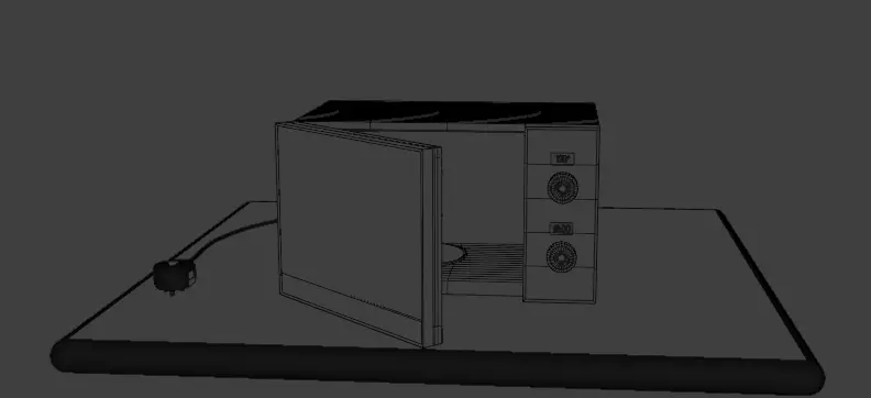 Modern Microwave Oven 3D Model  Silver and Matte Black Low-poly 3D model_32