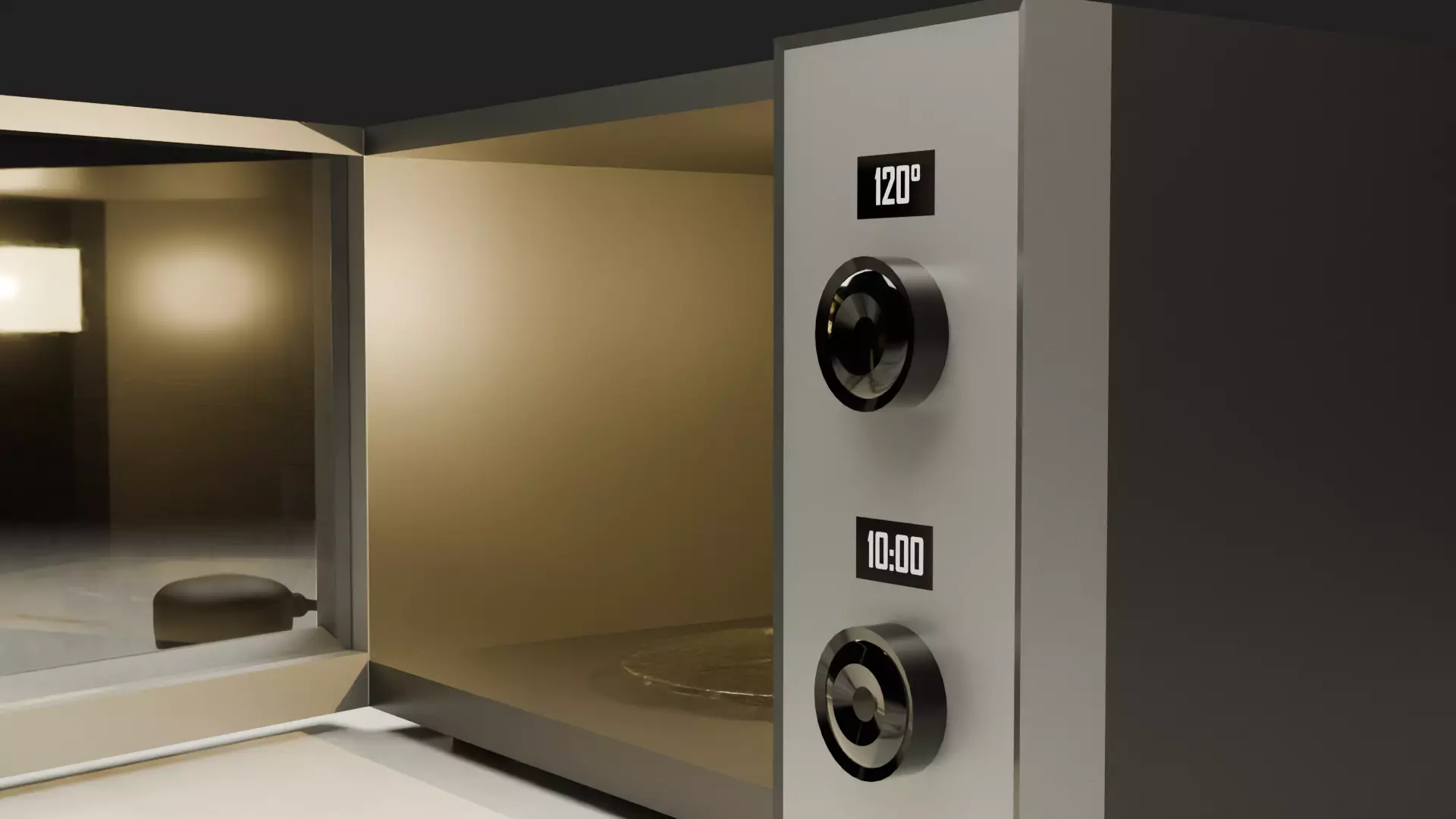 Modern Microwave Oven 3D Model  Silver and Matte Black Low-poly 3D model_5