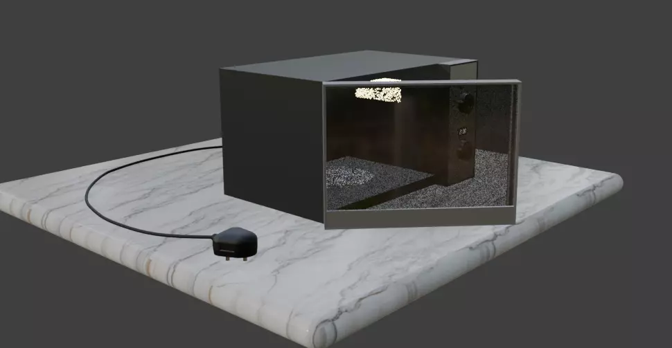 Modern Microwave Oven 3D Model  Silver and Matte Black Low-poly 3D model_11