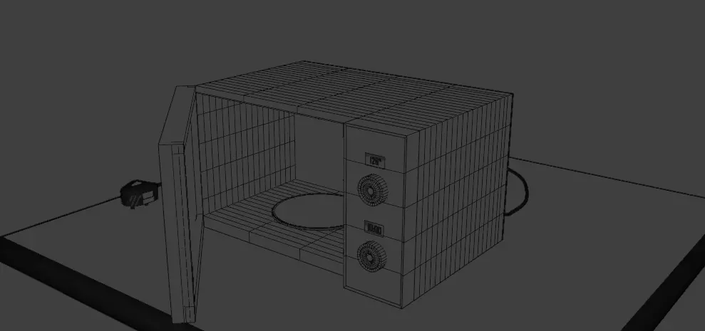 Modern Microwave Oven 3D Model  Silver and Matte Black Low-poly 3D model_8