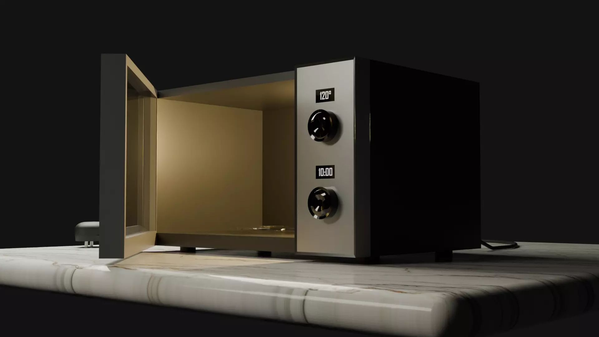 Modern Microwave Oven 3D Model  Silver and Matte Black Low-poly 3D model_24