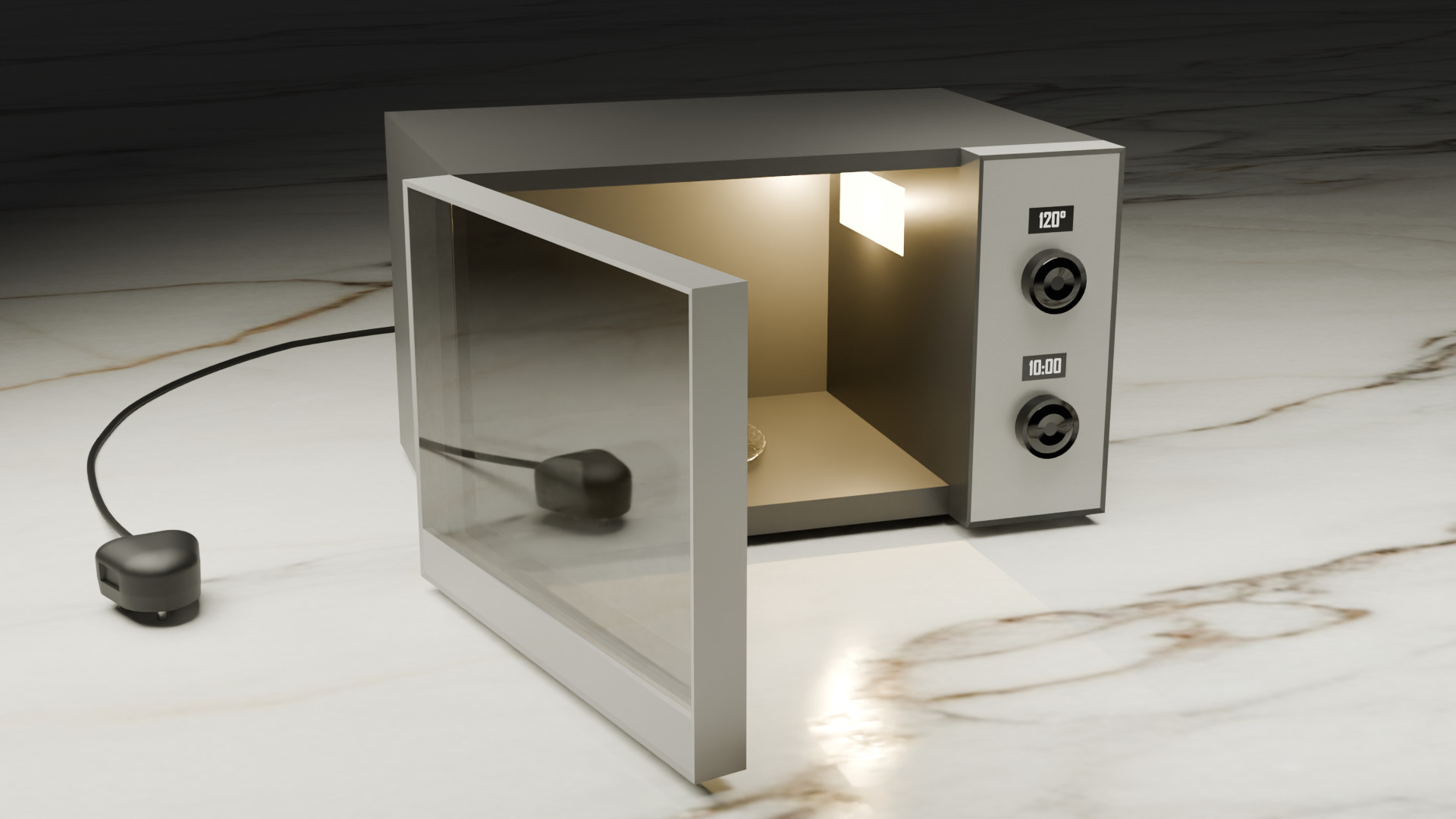 Modern Microwave Oven 3D Model  Silver and Matte Black Low-poly 3D model_1