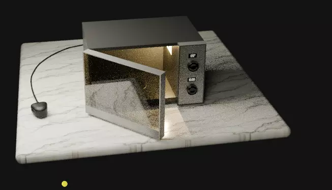 Modern Microwave Oven 3D Model  Silver and Matte Black Low-poly 3D model_23