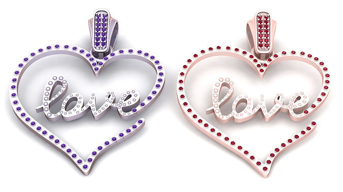 HEART LOVE GOLD PENDANT  3D print model