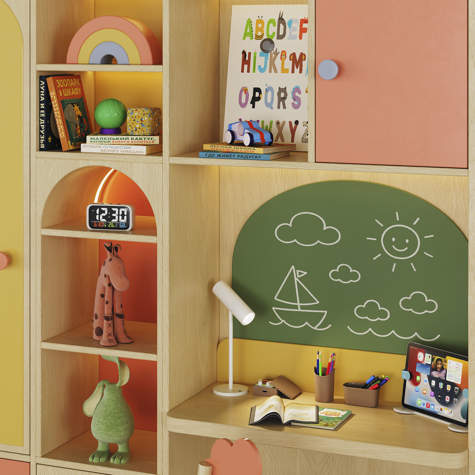 Children furniture with toys and decor Low-poly 3D model_3