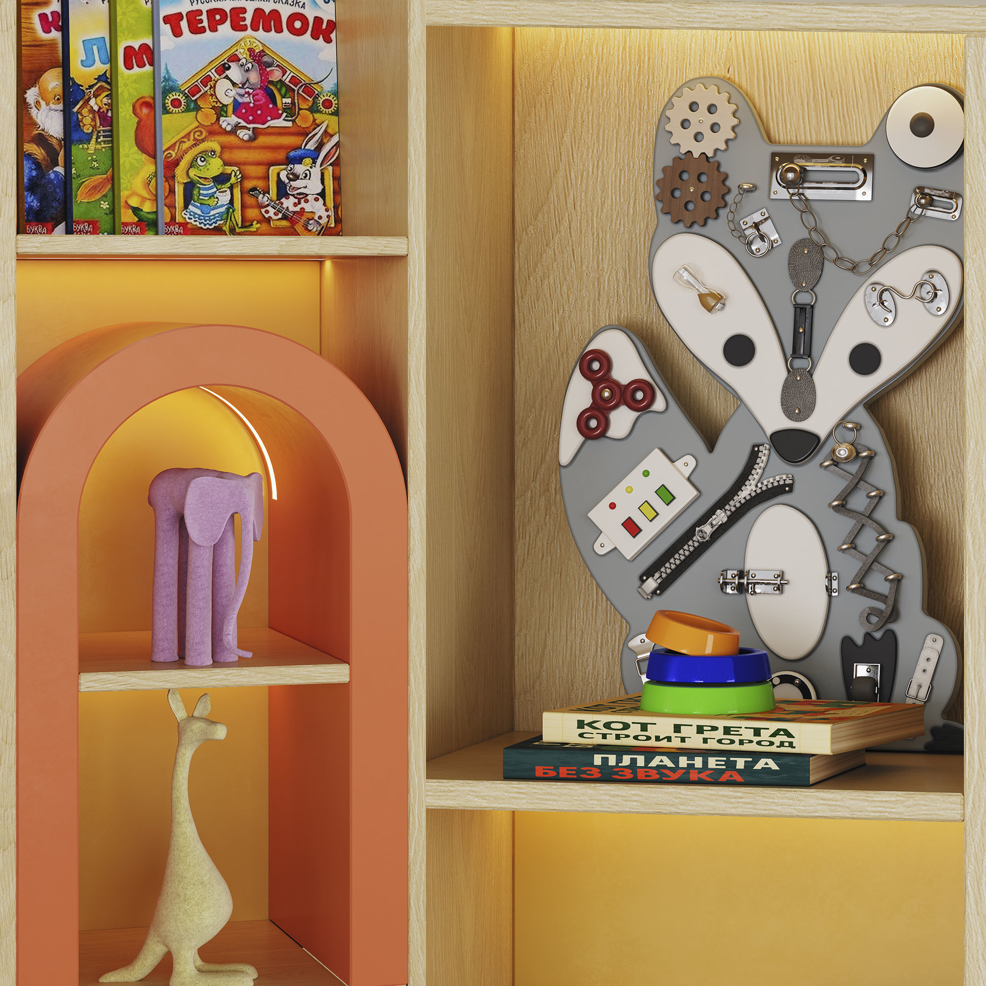 Children furniture with toys and decor Low-poly 3D model_2