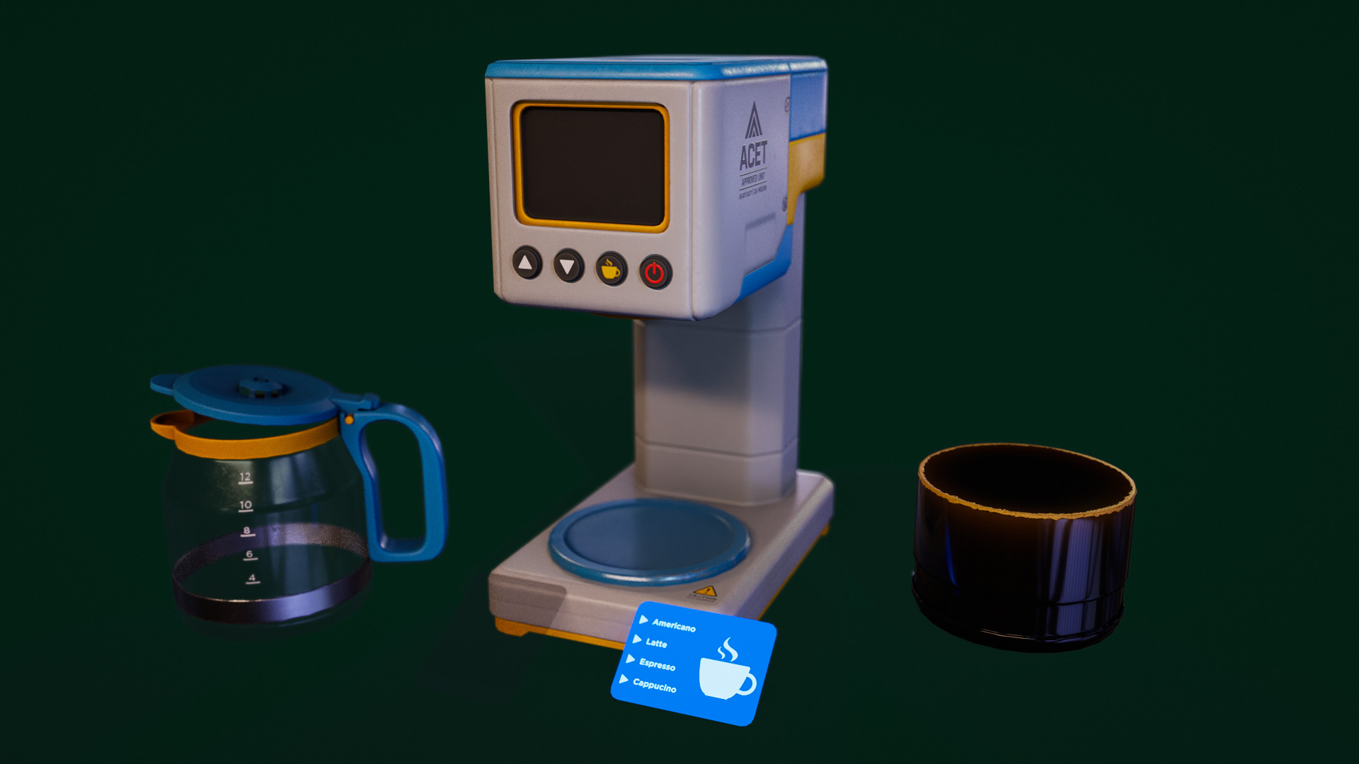Coffee machine Low-poly 3D model_6