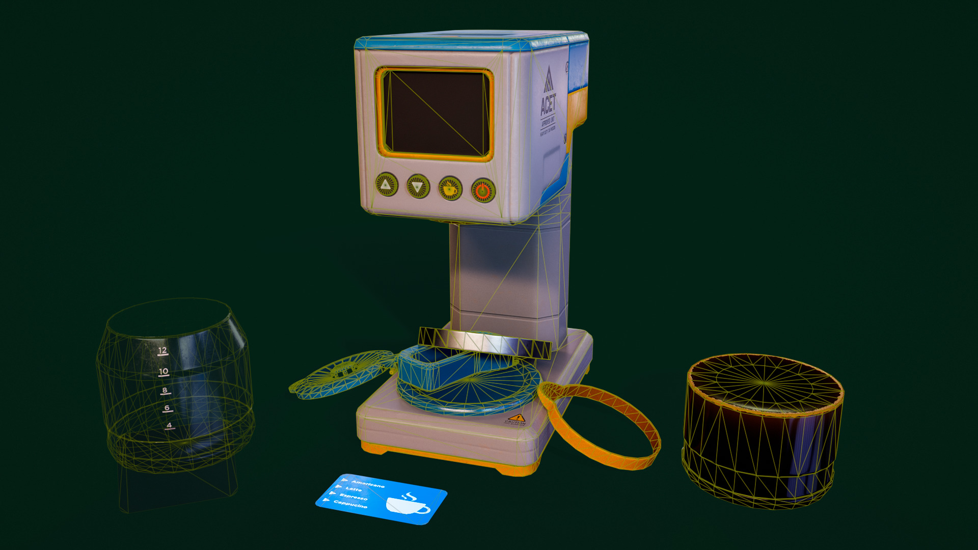 Coffee machine Low-poly 3D model_8