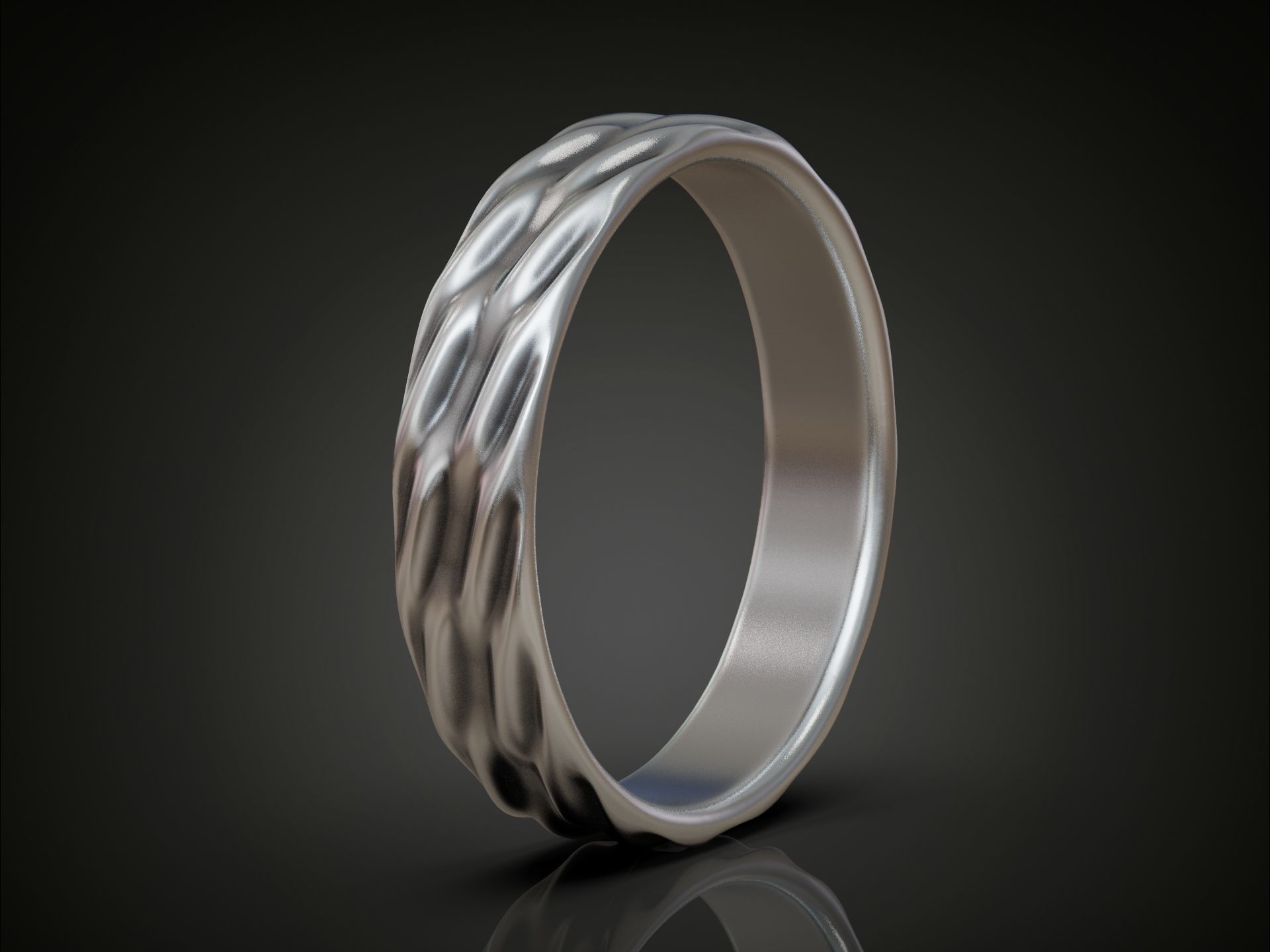 Wavy wedding band ring minimalist 3D print model_1