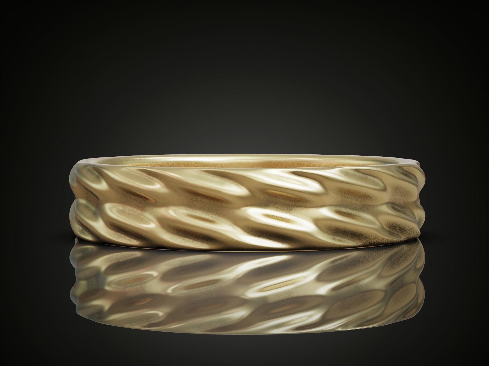 Wavy wedding band ring minimalist 3D print model_2