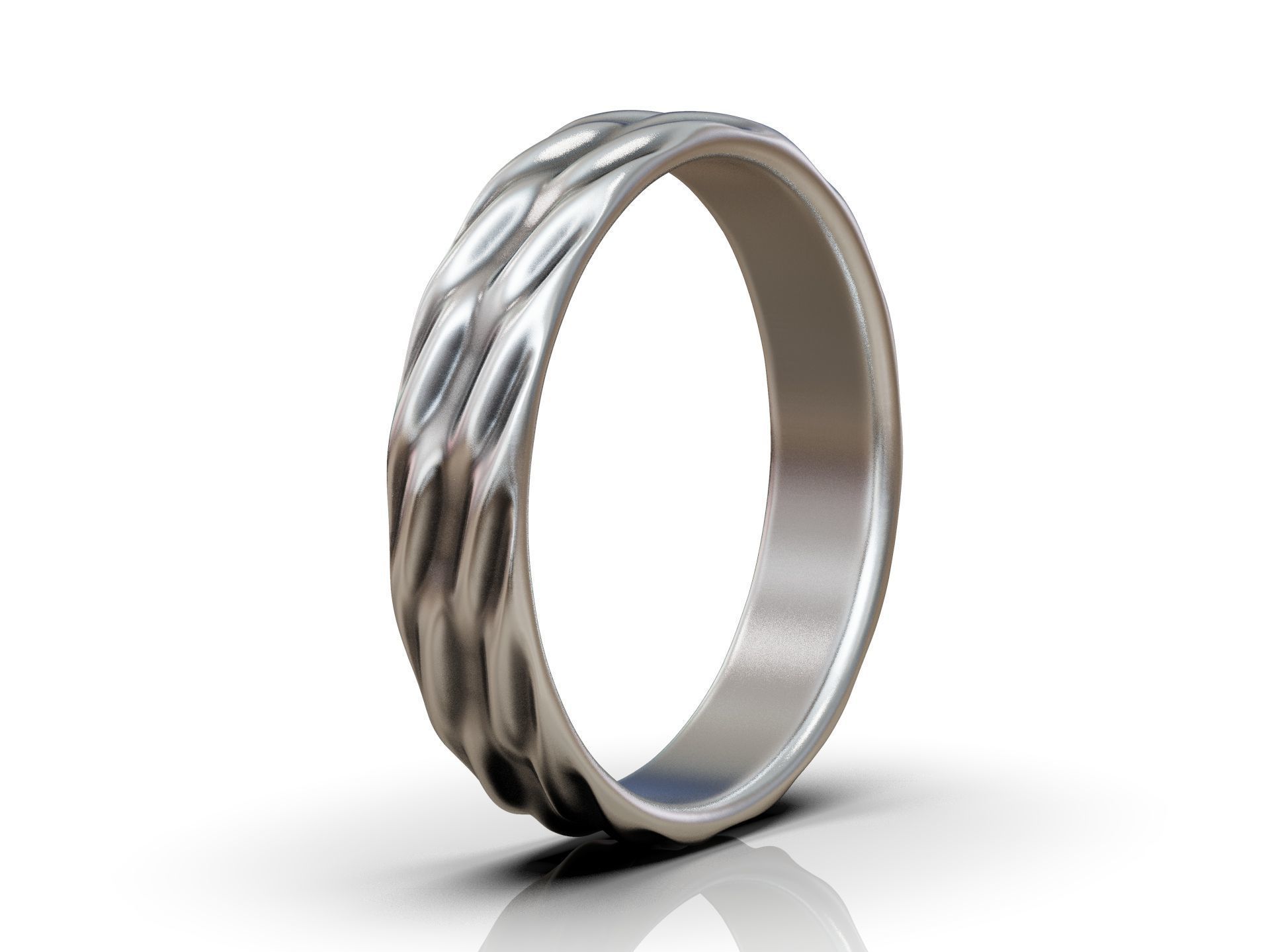 Wavy wedding band ring minimalist 3D print model_12