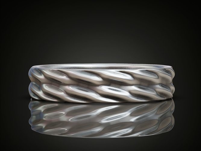 Wavy wedding band ring minimalist 3D print model