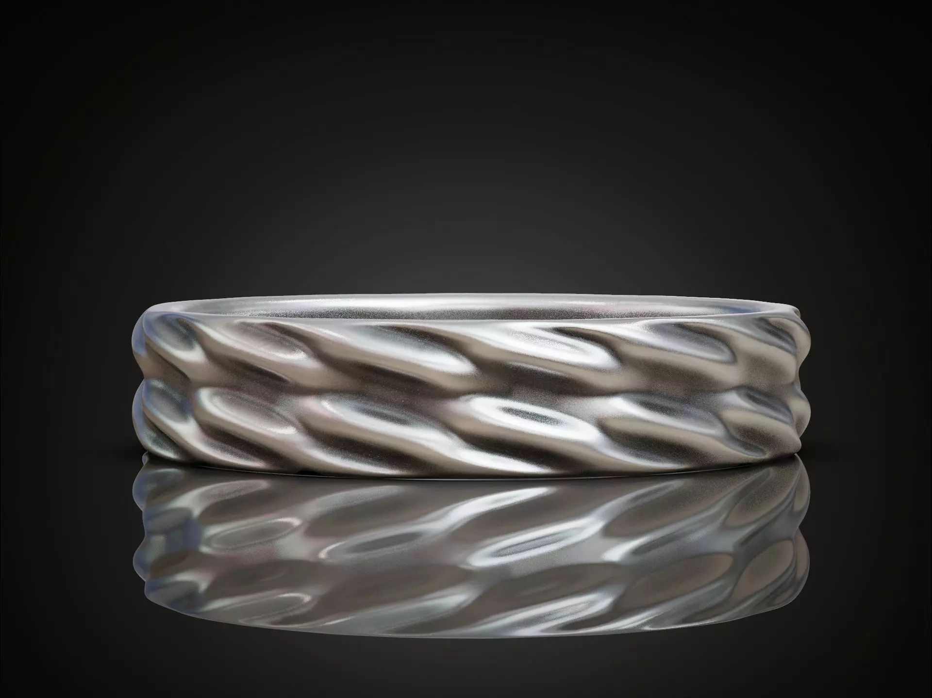 Wavy wedding band ring minimalist 3D print model_0