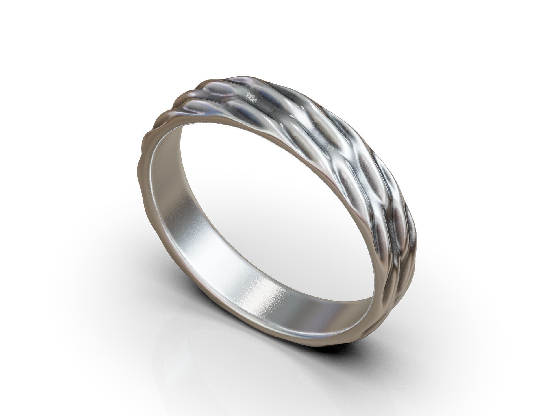 Wavy wedding band ring minimalist 3D print model_13