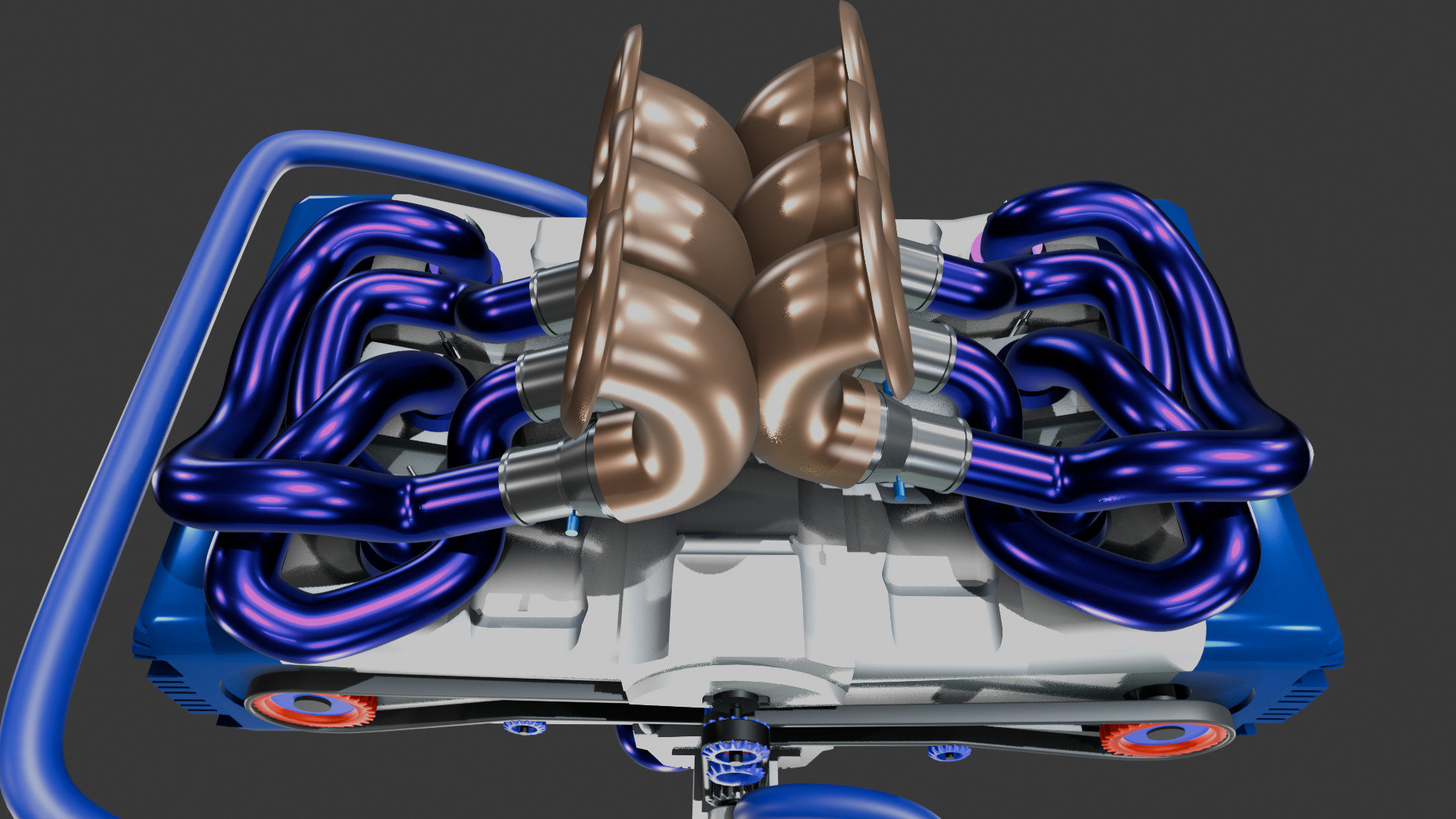 Artsy Stylized Model of Flat-6 Engine 3D model_6