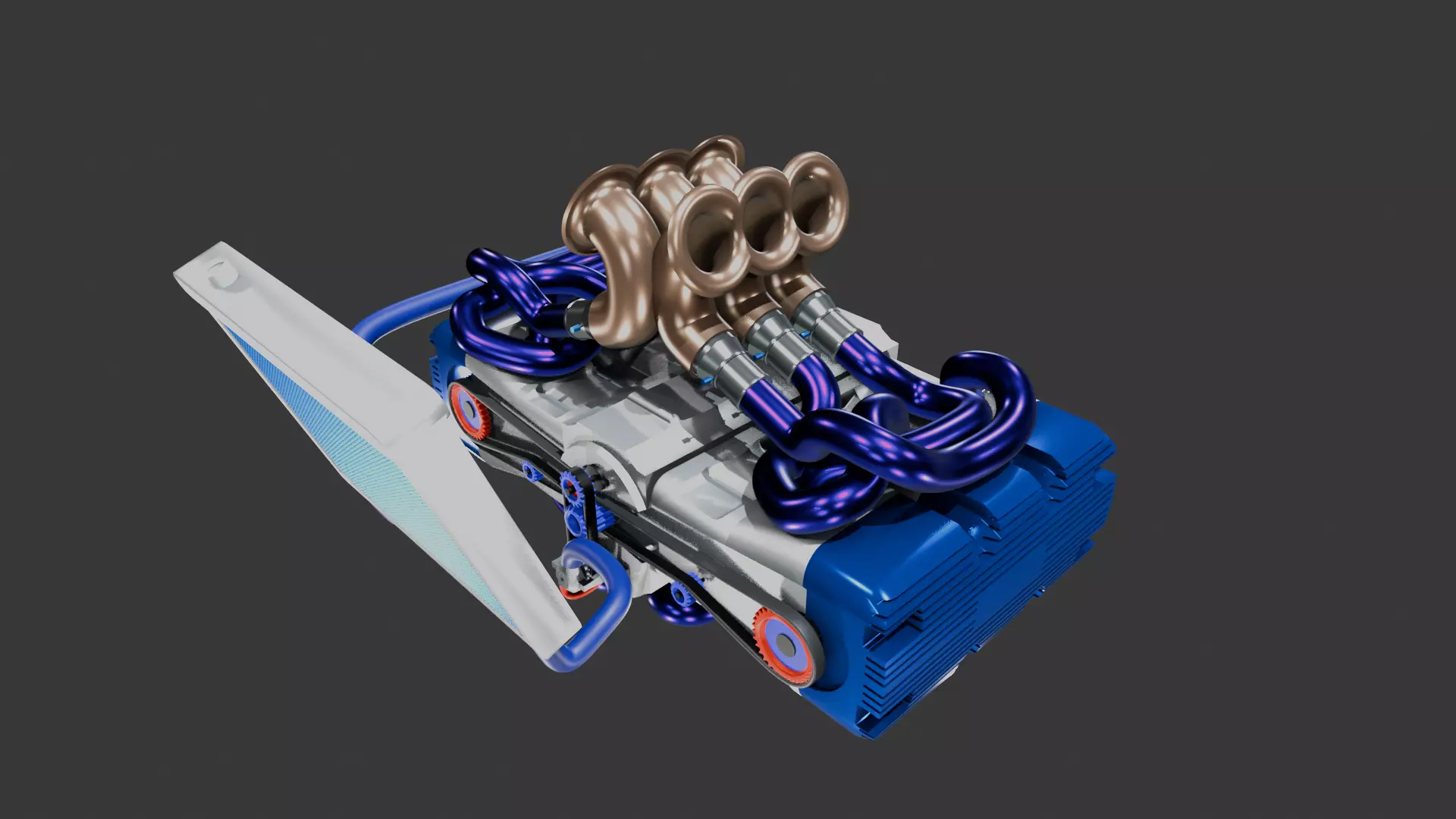 Artsy Stylized Model of Flat-6 Engine 3D model_0
