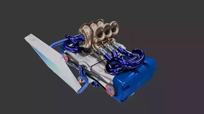 Artsy Stylized Model of Flat-6 Engine 3D model