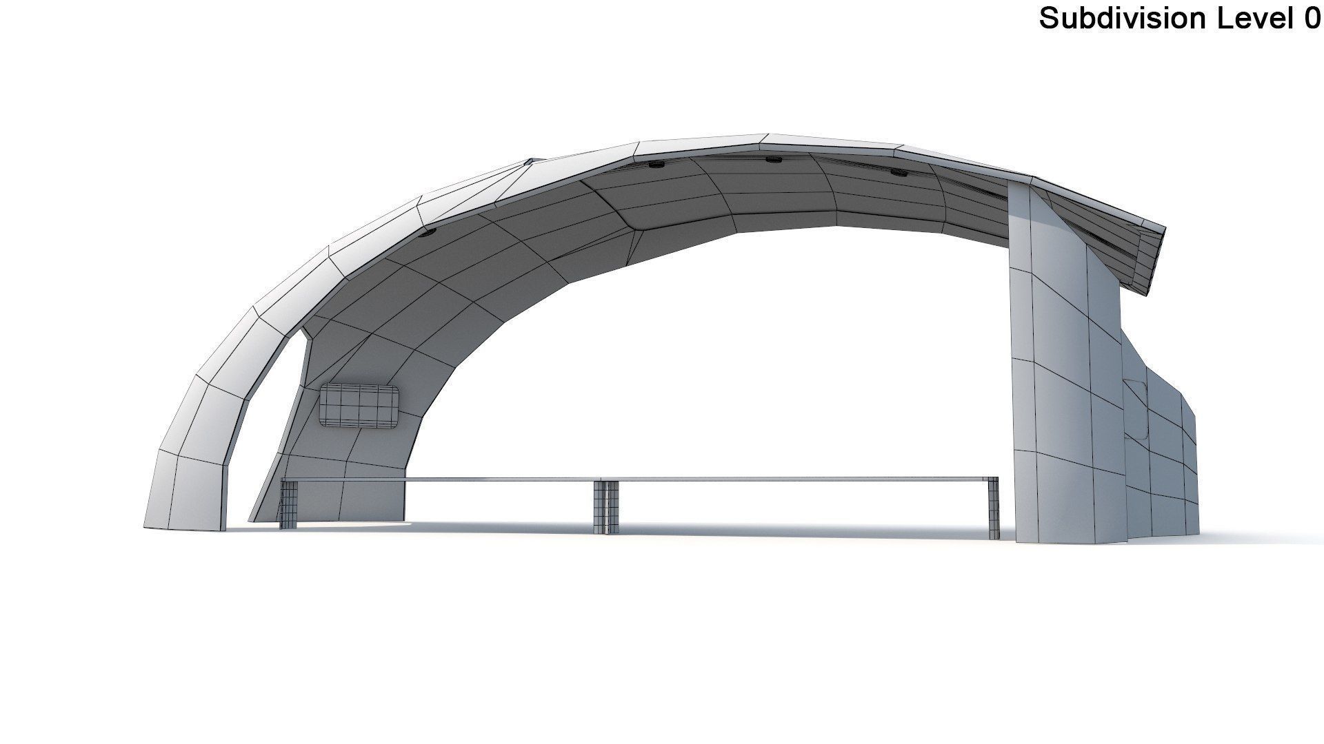 Futuristic Bus Stop Low-poly 3D model_8