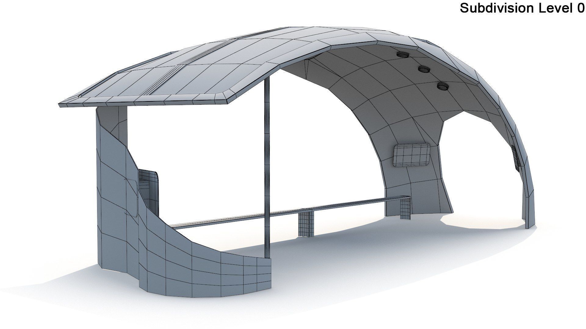 Futuristic Bus Stop Low-poly 3D model_6