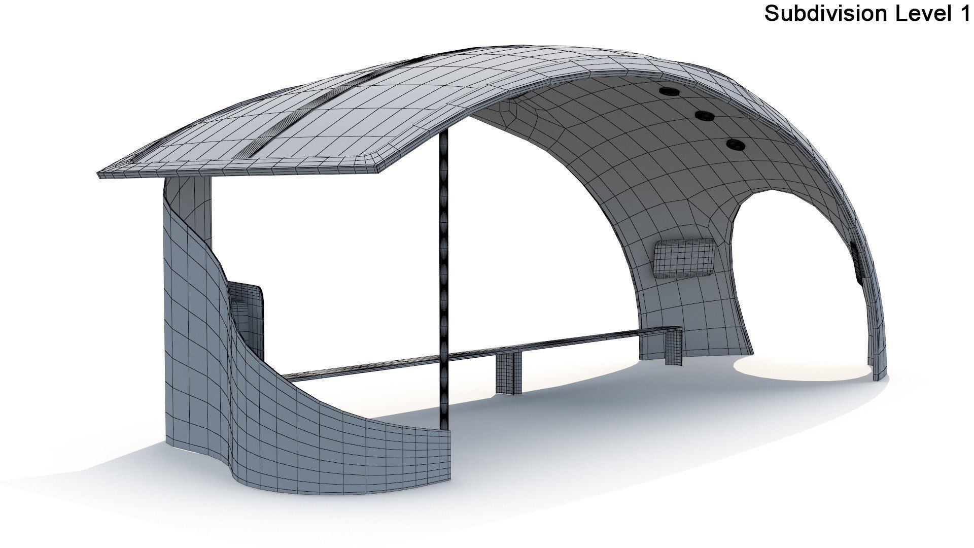 Futuristic Bus Stop Low-poly 3D model_7