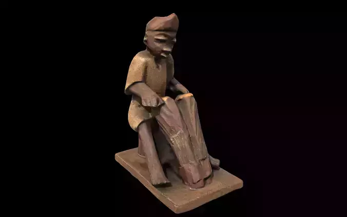 Village Drummer Low-poly 3D model