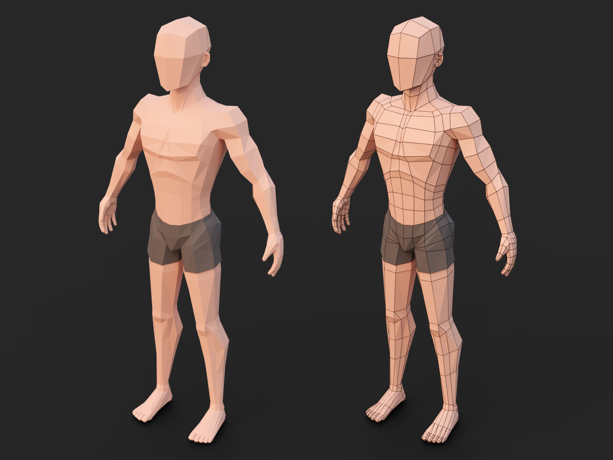 Low poly man Low-poly 3D model_1
